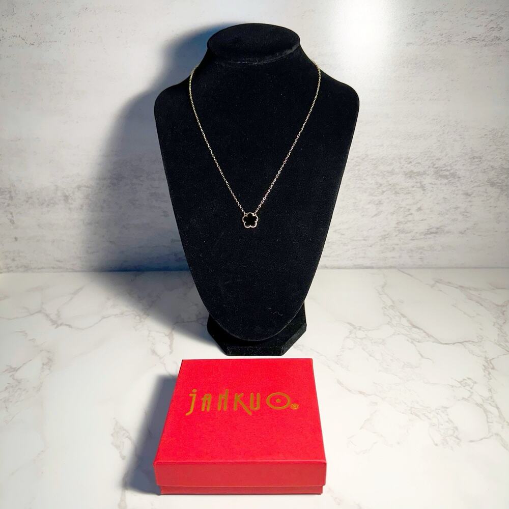 Jankuo Flower Onyx 14k Goldplated Necklace